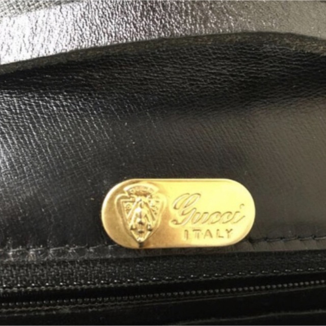 Gucci - GUCCI オールドグッチ 黒 ヴィンテージ カーフレザー