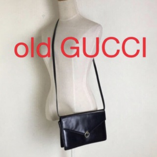 グッチ(Gucci)のGUCCI オールドグッチ 黒 ヴィンテージ カーフレザー ショルダーバッグ (ショルダーバッグ)