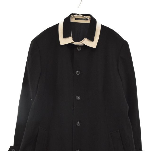 Yohji Yamamoto(ヨウジヤマモト)のYohji Yamamoto POUR HOMME ヨウジヤマモト プールオム 22AW WOOL TUXEDO LAYERED COLLAR JACKET HE-J32-107 重衿コート風ジャケット ウールロングコート ブラック メンズのジャケット/アウター(フライトジャケット)の商品写真