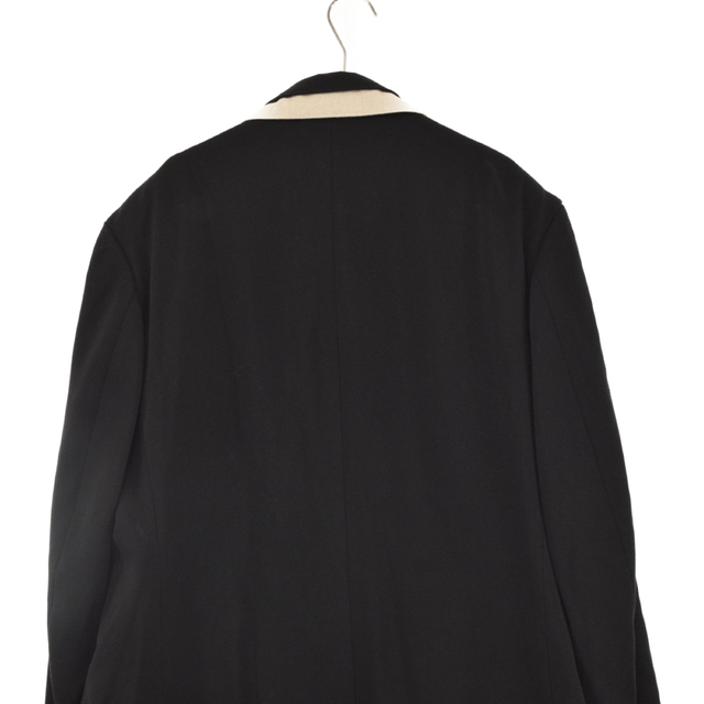 Yohji Yamamoto(ヨウジヤマモト)のYohji Yamamoto POUR HOMME ヨウジヤマモト プールオム 22AW WOOL TUXEDO LAYERED COLLAR JACKET HE-J32-107 重衿コート風ジャケット ウールロングコート ブラック メンズのジャケット/アウター(フライトジャケット)の商品写真