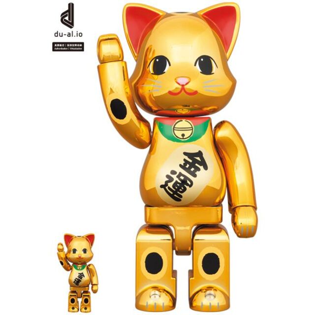 フィギュアNY@BRICK 招き猫 金運 金メッキ 100％ & 400％ ニャーブリック