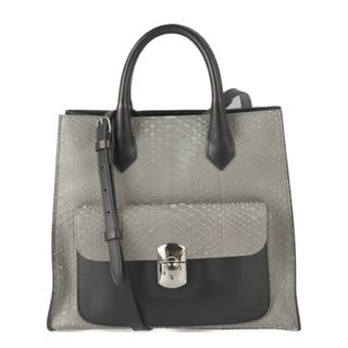 バレンシアガ(Balenciaga)のBALENCIAGA バレンシアガ  パドロック オール アフタヌーン ハンドバッグ 319491 レザー パイソン  ブラック グレー  2WAY ショルダーバッグ トートバッグ 【本物保証】(ハンドバッグ)