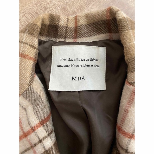 MIIA(ミーア)のMIIA チェック柄コート　ベレー帽セット レディースのジャケット/アウター(チェスターコート)の商品写真