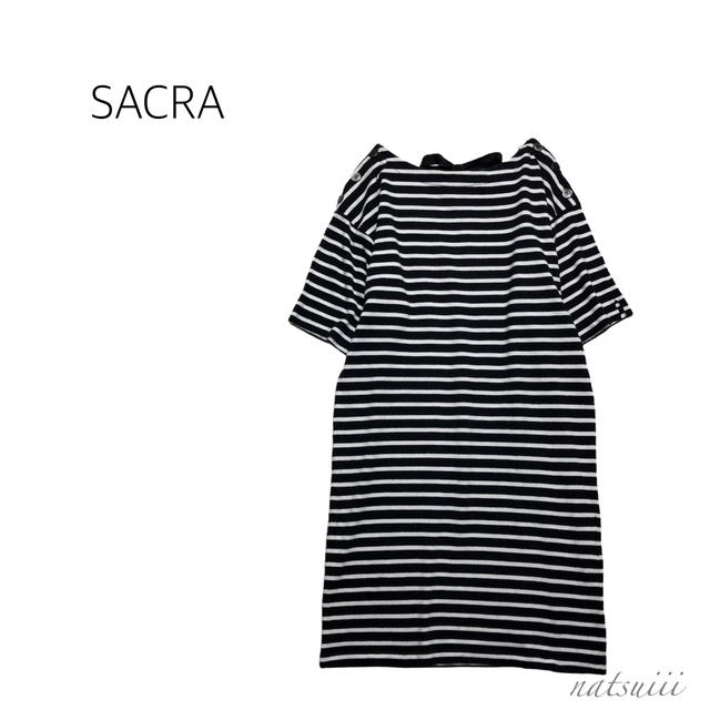 SACRA サクラ . バックリボン ボーダー ドロップ ワンピース