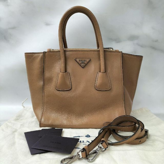 大特価!! 2WAY レザー プラダ - PRADA ハンドバッグ KK221 ベージュ