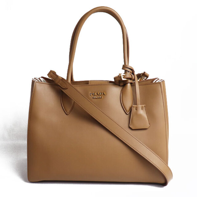 いいスタイル バイカラー ビブリオテーク プラダ PRADA - PRADA 2Wayショルダーバッグ レディース【中古】【美品】 1BG098 ホワイト キャメル ショルダーバッグ
