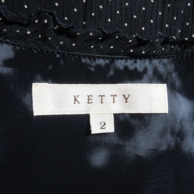 ketty(ケティ)のケティ ワンピース ひざ丈 Vネック ノースリーブ シワ加工 ドット 2 紺 レディースのワンピース(ひざ丈ワンピース)の商品写真