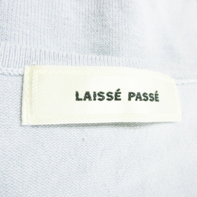 LAISSE PASSE(レッセパッセ)のレッセパッセ ニット セーター 半袖 カットワーク レース ビーズ 38 水色 レディースのトップス(ニット/セーター)の商品写真