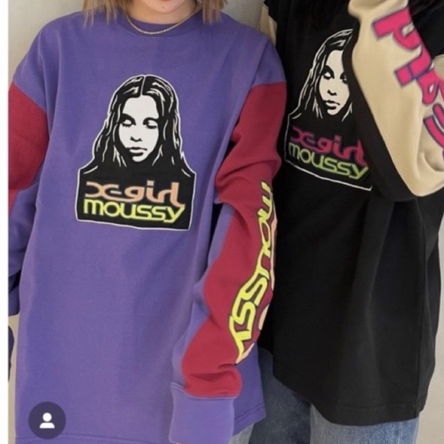 moussy(マウジー)のMOUSSY×X-girlコラボ♡XG FACE LS Tシャツ♡黒 レディースのトップス(Tシャツ(長袖/七分))の商品写真