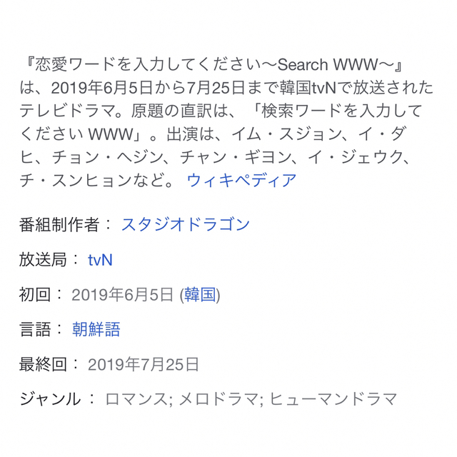 恋愛ワードを入力してください〜Search WWW〜 エンタメ/ホビーのDVD/ブルーレイ(韓国/アジア映画)の商品写真