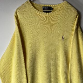 ラルフローレン(Ralph Lauren)の90’s USA製 ラルフローレン コットン ニット イエロー XL(ニット/セーター)