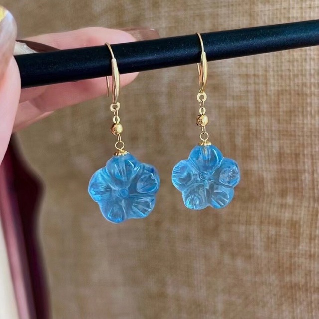 新品即決 ⭐︎【高級】天然 10.5x10.5mm k18 ピアス アクアマリン