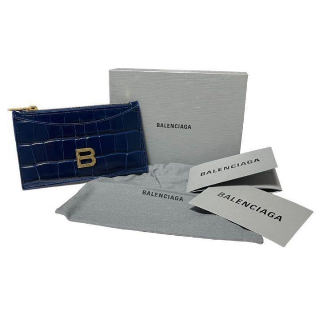 Balenciaga hourglass クロコ ブルー コイン カードケース 【通販 人気】 15963円