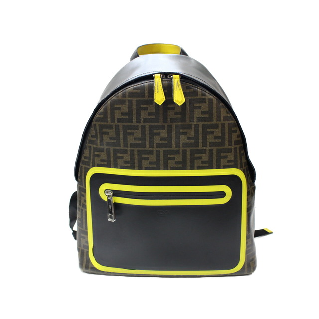 FENDI バックパック 7VZ042 A800 F17Q0 レザー×キャンバス ブラック