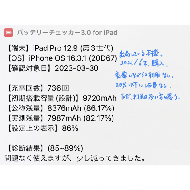 ipad pro 12.9インチ 第3世代 256GB Wifiモデル
