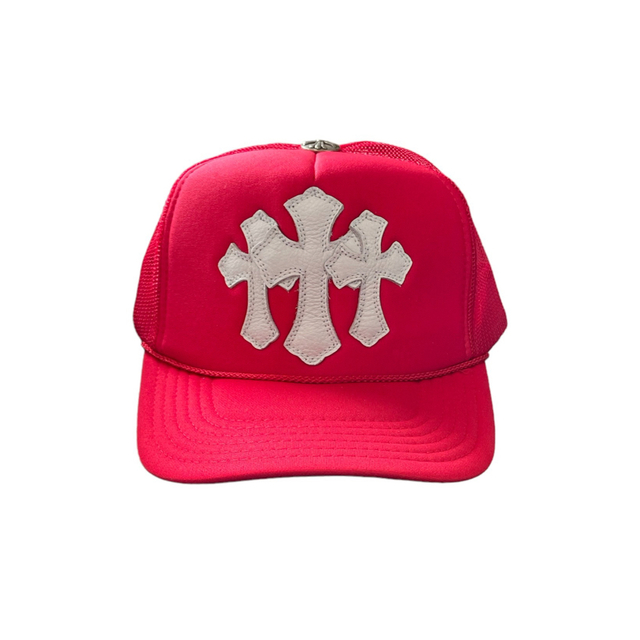 leather cross custom meshcap red&white