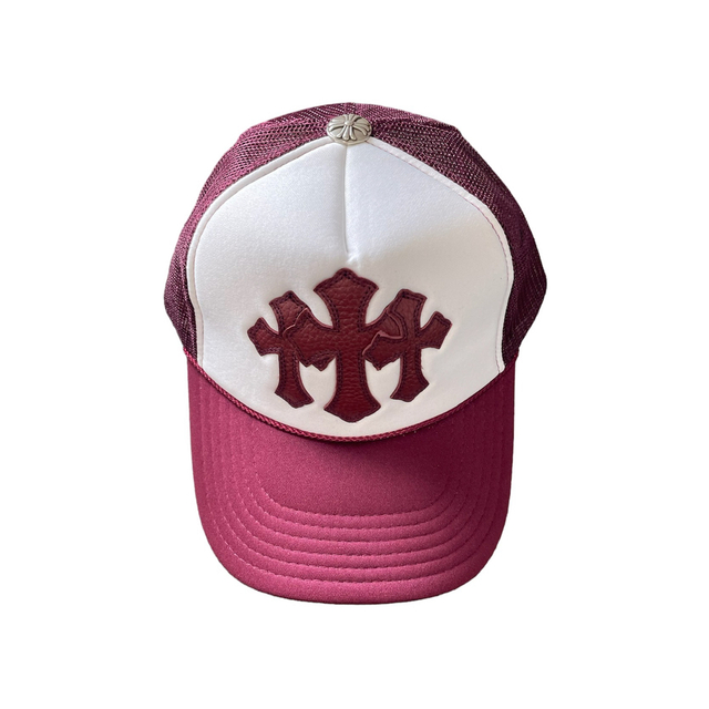 leather cross custom cap wine