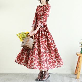 ★大人気商品★ 総花柄 シルエットフラワー ロングワンピース(ロングワンピース/マキシワンピース)