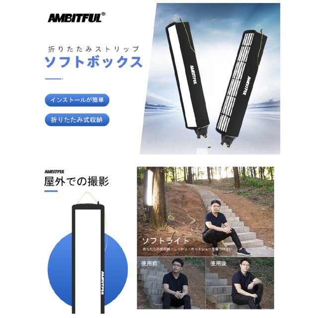 AMBITFULハニカムグリッドストリップソフトボックス スマホ/家電/カメラのカメラ(ストロボ/照明)の商品写真