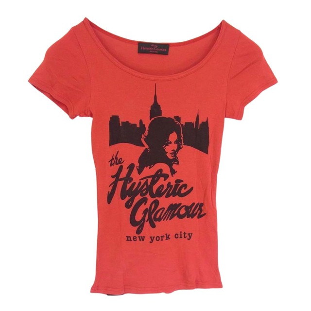 HYSTERIC GLAMOUR(ヒステリックグラマー)のHYSTERIC GLAMOUR ヒステリックグラマー THE HYSTERIC new york city ロゴプリント 半袖 TEE Tシャツ レッド系 FREE【中古】 レディースのトップス(Tシャツ(半袖/袖なし))の商品写真