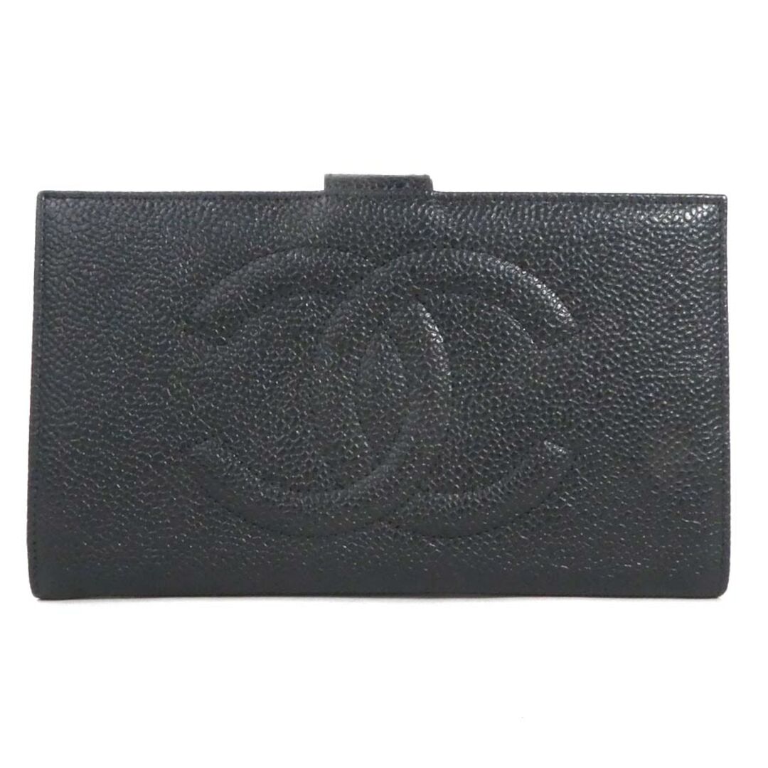 シャネル CHANEL 二つ折り財布 ココマーク/キャビアスキン ブラック ユニセックス 送料無料 54958f