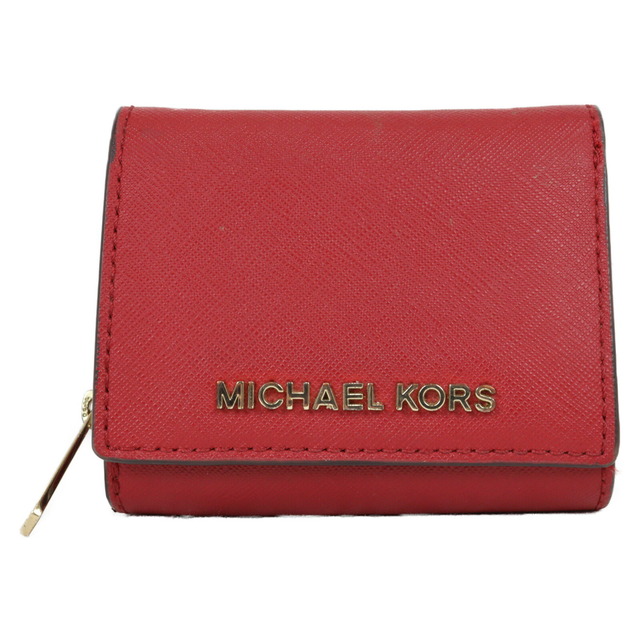 MICHAEL KORS　マイケルコース　3つ折り財布　コンパクトウォレット　PVC　レッド　レディース　ギフト　プレゼント包装可松前R56号店