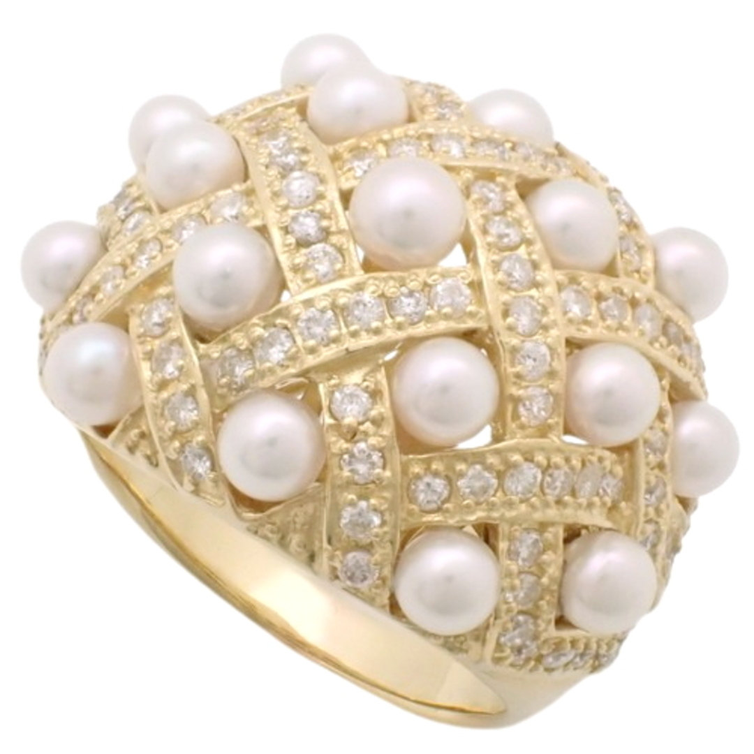 ノーブランドリング・指輪 パール ダイヤモンド K18 イエローゴールド YG ゴールド金 ホワイト白シロ 40802047014