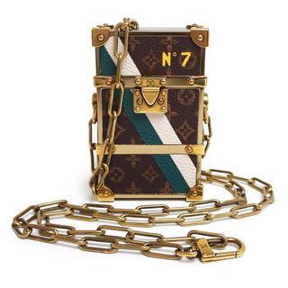 ルイヴィトン(LOUIS VUITTON)のルイ ヴィトン トランク ボックス イヤホンポーチ ショルダーバッグ 斜め掛け ネックレス モノグラム ブラウン 茶 MP3273 箱付 LOUIS VUITTON（未使用　展示品）(ショルダーバッグ)