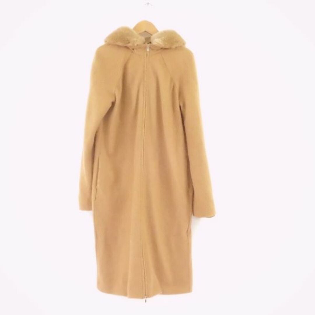 美品 MAXMARA マックスマーラ コート 1点 40(M) キャメル100％、ラビットファー 白タグ 薄手 アウター ジップアップ フード  レディース AC1168B19