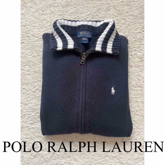 POLO RALPH LAUREN(ポロラルフローレン)のポロ　ラルフローレン　ジップアップ　カーディガン　ニット　ネイビー　人気　完売 レディースのトップス(ニット/セーター)の商品写真