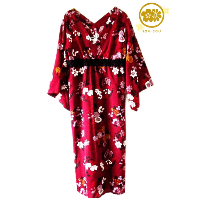 ソウソウ SOU・SOU みたて衣 ワンピース 花柄 花丸文様 和装 着物 宅配