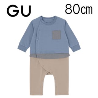 ジーユー(GU)の【新品未使用】GU BABY セパオール (長袖・布帛ポケット) 80(ロンパース)