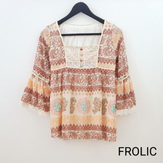 【中古】FROLIC エスニック花柄ペイズリー シフォン七分袖ブラウス(シャツ/ブラウス(長袖/七分))