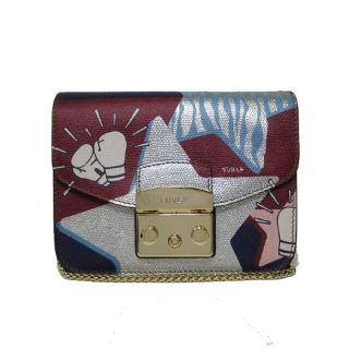 フルラ(Furla)の【新品】フルラ ブティック FURLA ショルダーバッグ 978161 レザー プリント ミニ ポシェット / チェーン ショルダー METROPOLIS / TONI BLU+CILIEGIA(マルチカラー) レディース(ショルダーバッグ)