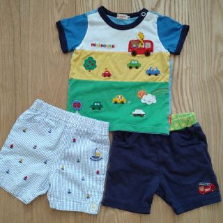 ミキハウス(mikihouse)のおまとめ専用　ミキハウス　半ズボン２枚セット＆アップリケＴシャツ　80㎝(パンツ)