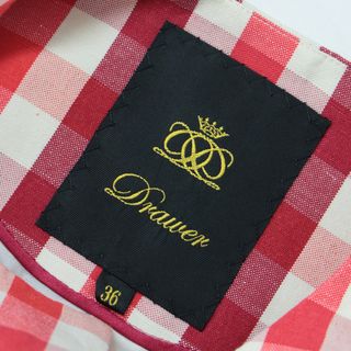 DRAWER ドゥロワー コート アウター レッド ホワイト 36(S) ロング