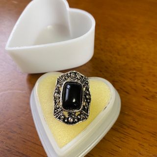 中央ブラックBIGストーンフリーsize ring 12号〜(リング(指輪))