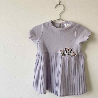 フタフタ(futafuta)のバースデイ ミニー刺繍ワッペン プリーツ プルオーバー 半袖Tシャツ 90(Tシャツ/カットソー)