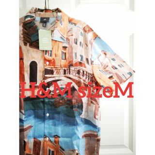 エイチアンドエム(H&M)の新品タグ付きH&MsizeM風景画プリント半袖シャツ イタリアベネツィアアロハ(シャツ)