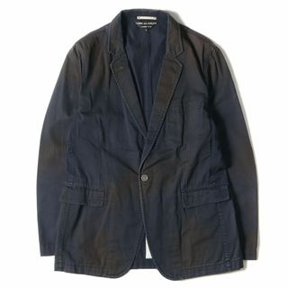 コムデギャルソン(COMME des GARCONS)のCOMME des GARCONS コムデギャルソン ジャケット 汚し加工 コットン 1B テーラードジャケット HOMME PLUS AD2002 ネイビー 紺 M 日本製 ブランド アウター ブレザー【メンズ】【中古】(テーラードジャケット)