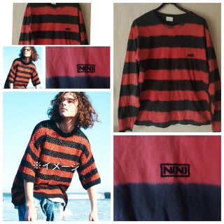 【TOKYO  BASE /NINI 】赤黒ボーダー/Size M(Tシャツ/カットソー(七分/長袖))