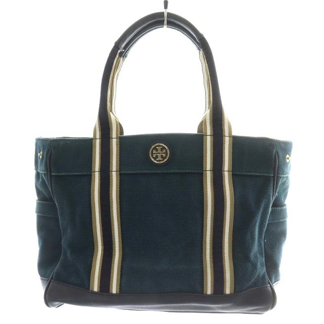 Tory Burch(トリーバーチ)のトリーバーチ トートバッグ ハンドバッグ キャンバス ロゴ ブルーグリーン レディースのバッグ(トートバッグ)の商品写真