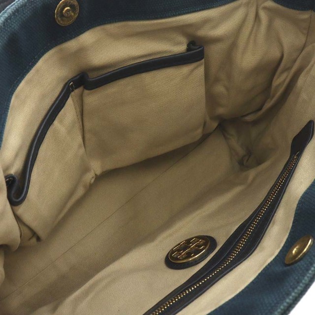 Tory Burch(トリーバーチ)のトリーバーチ トートバッグ ハンドバッグ キャンバス ロゴ ブルーグリーン レディースのバッグ(トートバッグ)の商品写真