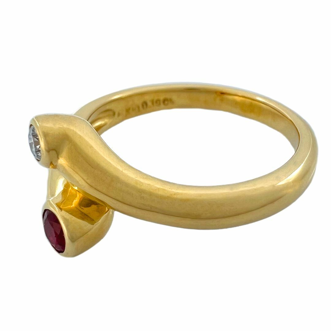 幅広type MIKIMOTO ミキモト リング K18 YG ルビー ダイヤ 12号 指輪