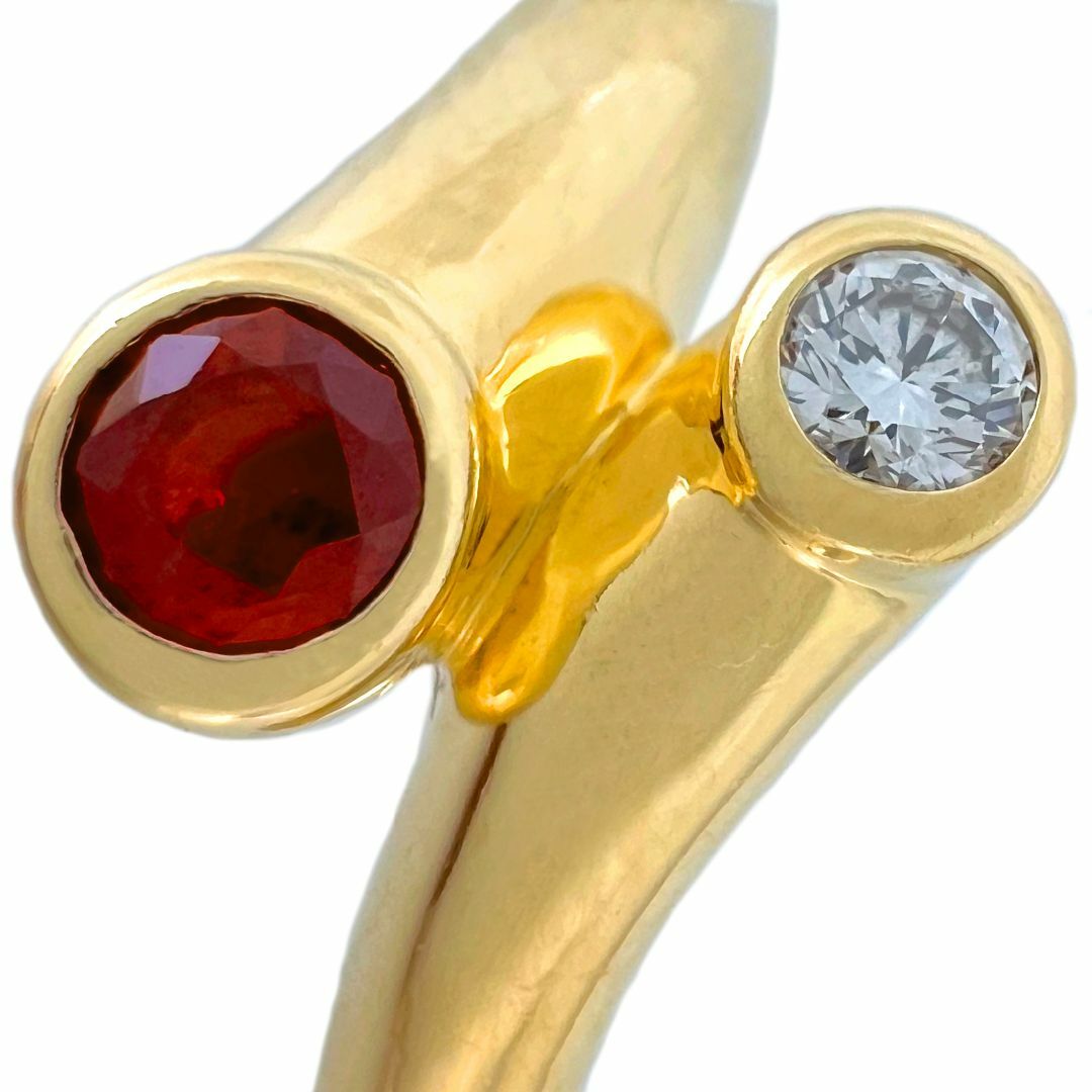 幅広type MIKIMOTO ミキモト リング K18 YG ルビー ダイヤ 12号 指輪