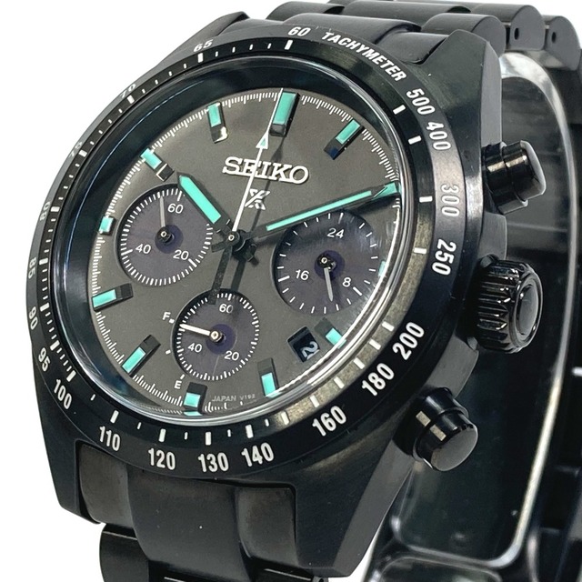 最安 SEIKO - セイコー SEIKO プロスペックス スピードタイマー SBDL103 ソーラー デイト 腕時計 SS ブラック 新品同様  腕時計(アナログ)