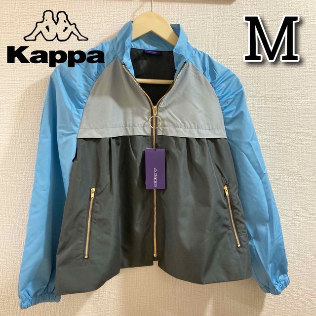 Kappa(カッパ)のラスト！kappa⭐︎ウインドブレーカー♪ゴルフ　レディース　Mサイズ　サックス レディースのジャケット/アウター(ナイロンジャケット)の商品写真