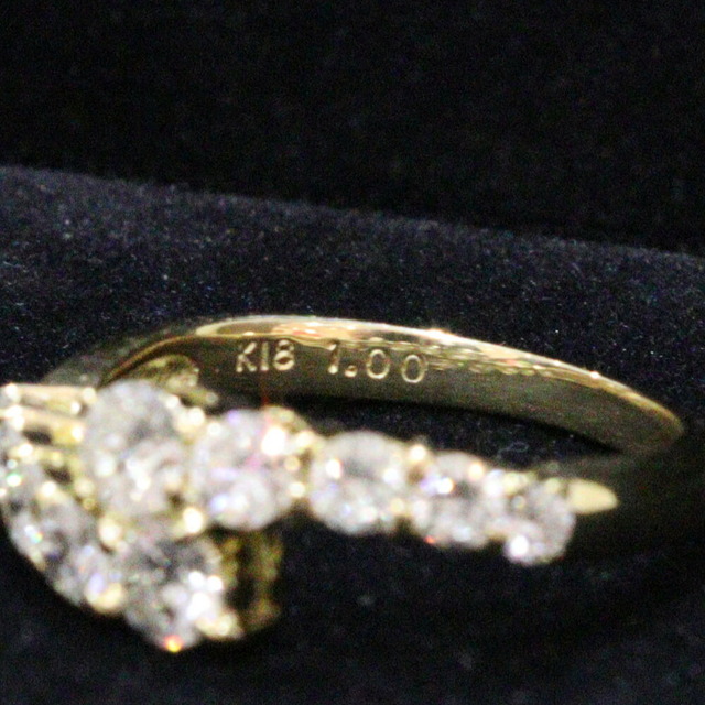 K18　ダイヤモンド1.00ｃｔ　10Ｐダイヤモンドリング　12号　シンプル　指輪　ジュエリー　レディース　プレゼント包装可　松前R56号店