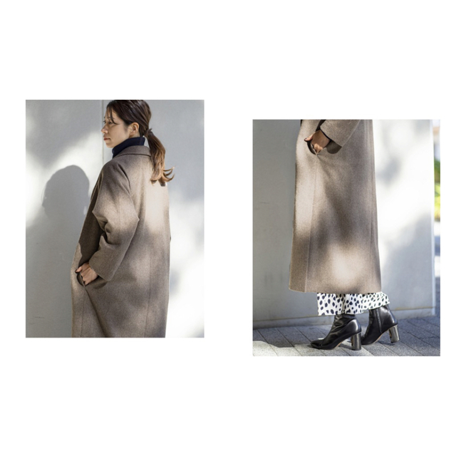 VERMEIL par iena(ヴェルメイユパーイエナ)のVERMEIL par iena サイドスリットコート ブラウン レディースのジャケット/アウター(ロングコート)の商品写真