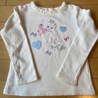 メゾピアノ(mezzo piano)のメゾピアノ　130 カットソー　猫プリント　首元フリル(Tシャツ/カットソー)